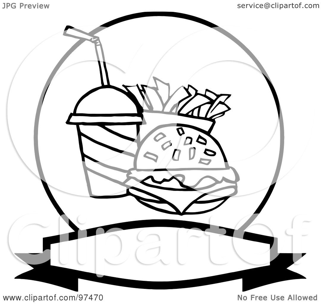 1080x1024 Royalty Free (Rf) Clipart Illustration Of An Outlined Fast Food