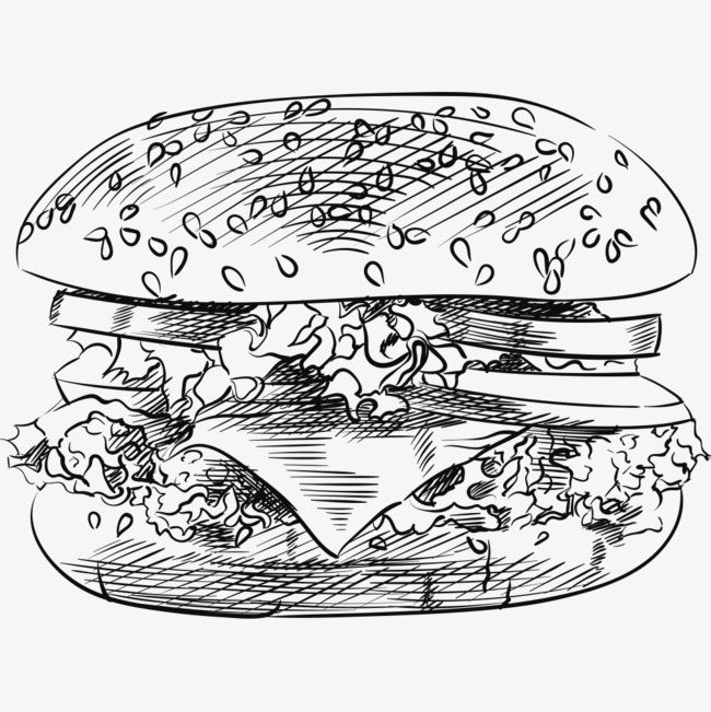 650x651 Hand Painted Burger, Hamburgers, Hand Painted, Pencil Drawing Png