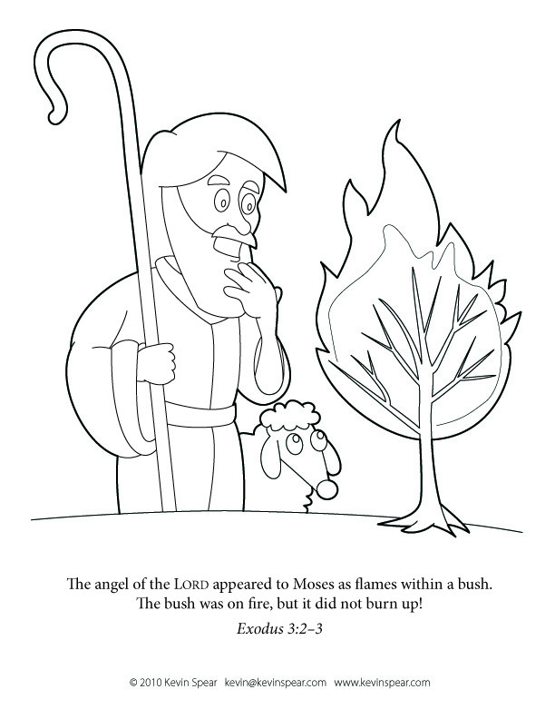 612x792 Coloring Page Moses And The Burning Bush Kevin H. Spear
