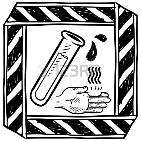 450x450 Doodle Style Danger Of Chemical Spill Or Burn Caution Sign Sketch