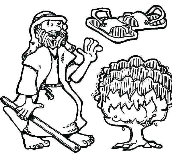 600x544 Burning Bush Coloring Page Free And The Pages Best Collection