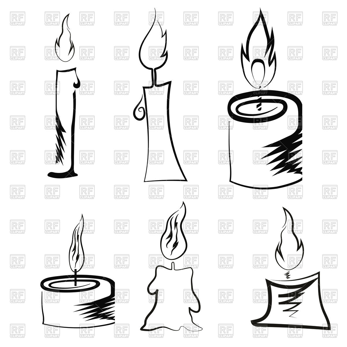 1200x1200 Different Burning Retro Candles Royalty Free Vector Clip Art Image