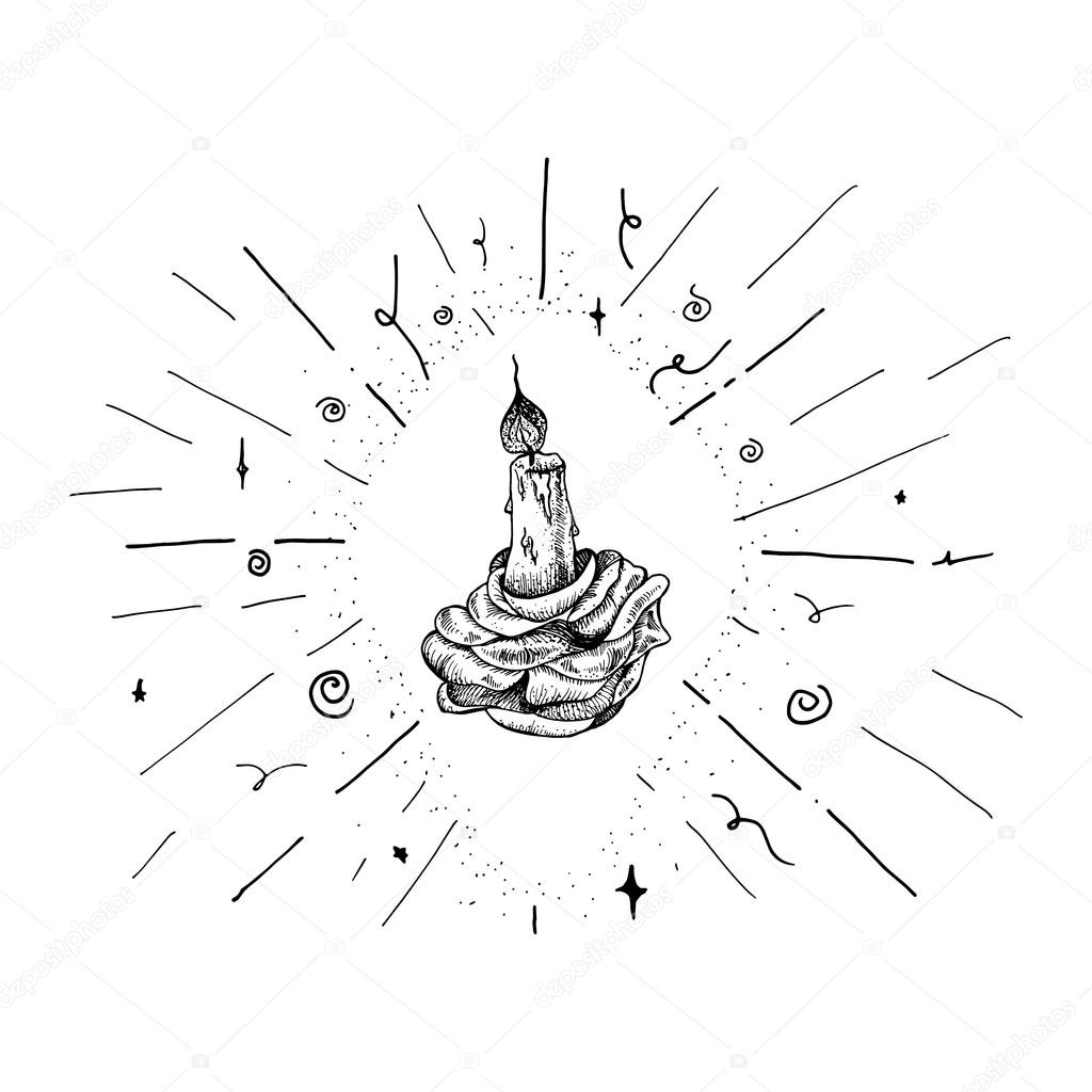 1024x1024 Burning Candle In Rose Stock Vector Barsrsind