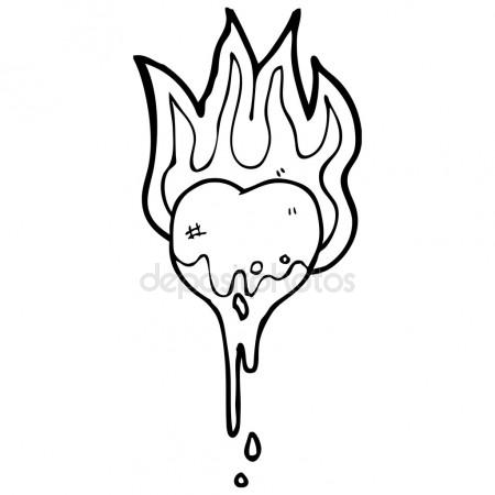 450x450 Burning Heart Tattoo Poster Stock Vector Macrovector