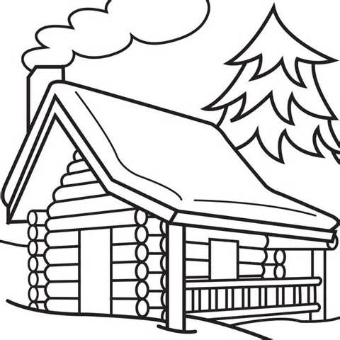 480x480 Log Cabin Woods Sketch Templates Line Drawingstemplates