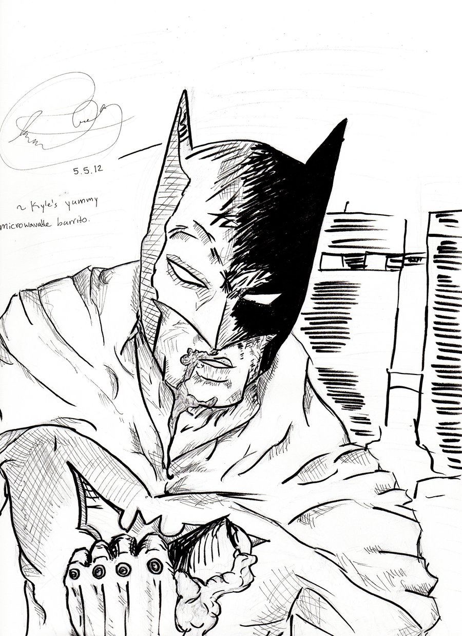 900x1238 Batman Eating Microwavable Burrito By Crispysushi