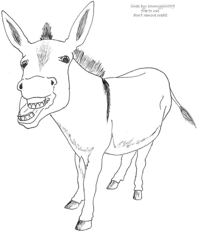 820x973 Donkey Lineart 1 By Counrygirl009