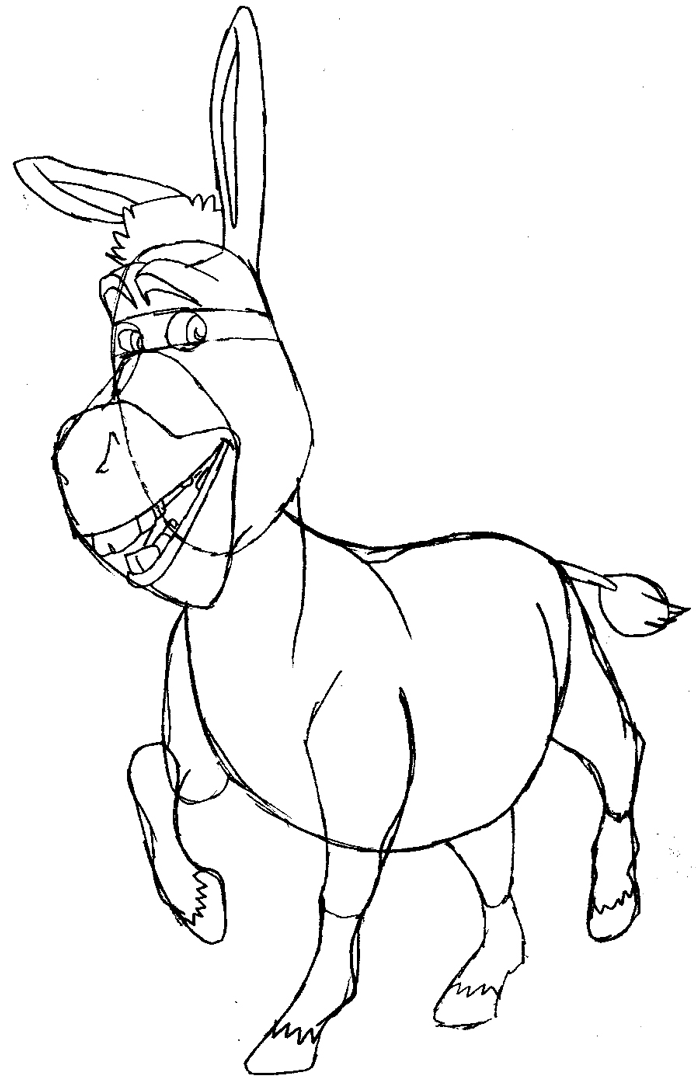 696x1081 How To Draw Donkey From Shrek With Easy Step By Step Drawing