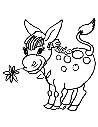 371x480 Little Donkey With Flower Coloring Page Free Printable Coloring