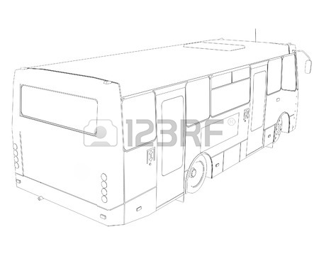 450x375 Big Bus Wire Frame Isolated 3d Render On Black Background Stock