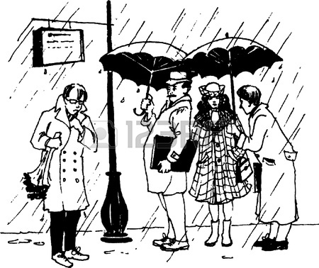 450x378 Scene On The Bus Stop Royalty Free Cliparts, Vectors, And Stock