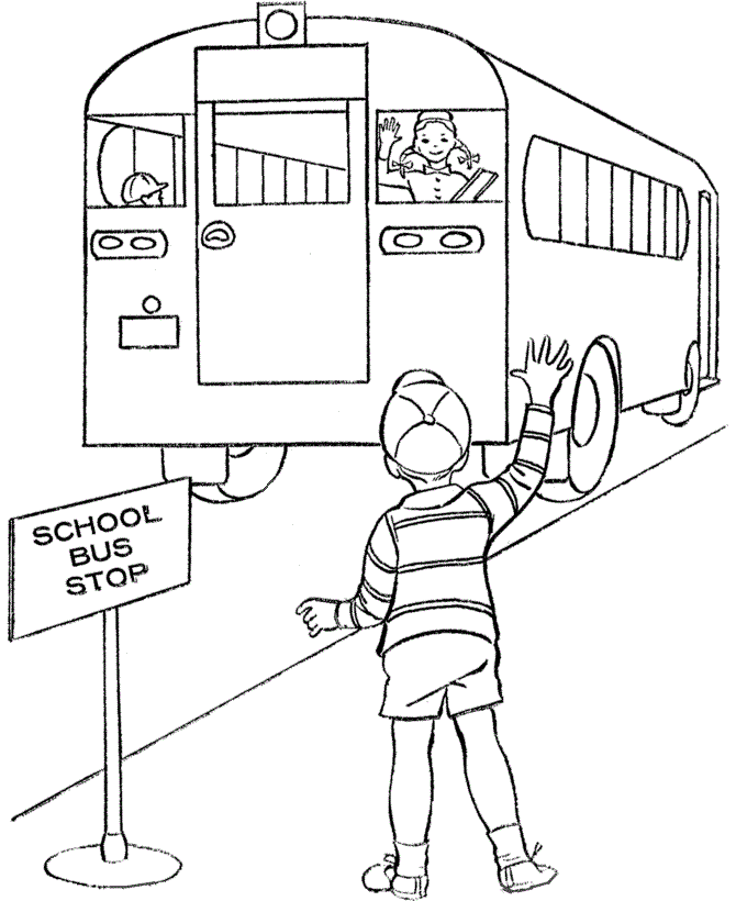 670x820 School Bus Stop Coloring ~ Child Coloring