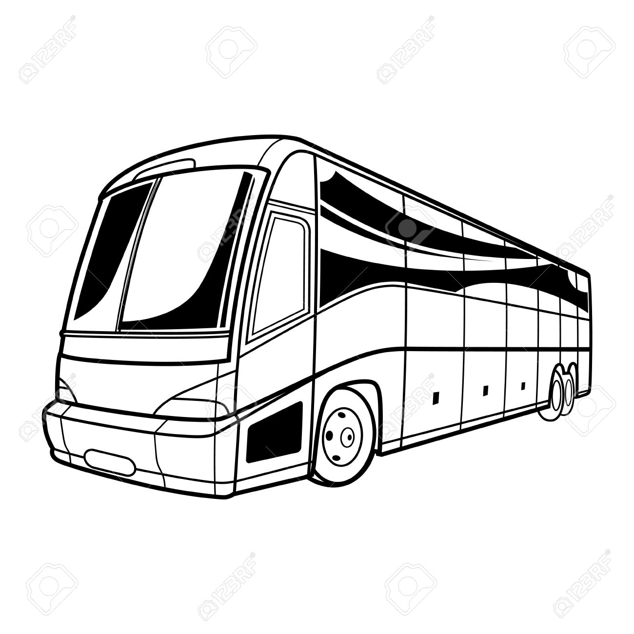1300x1300 Big Vector Black And White Transport Tourist Bus Car Travel