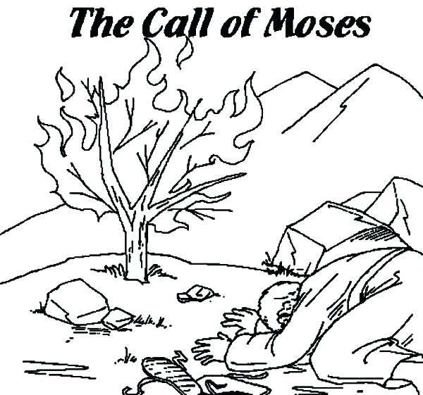 600x561 Moses And The Burning Bush Coloring Page