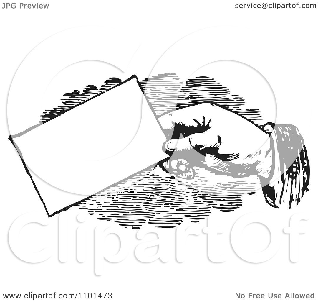 1080x1024 Clipart Retro Black And White Hand Giving A Business Card