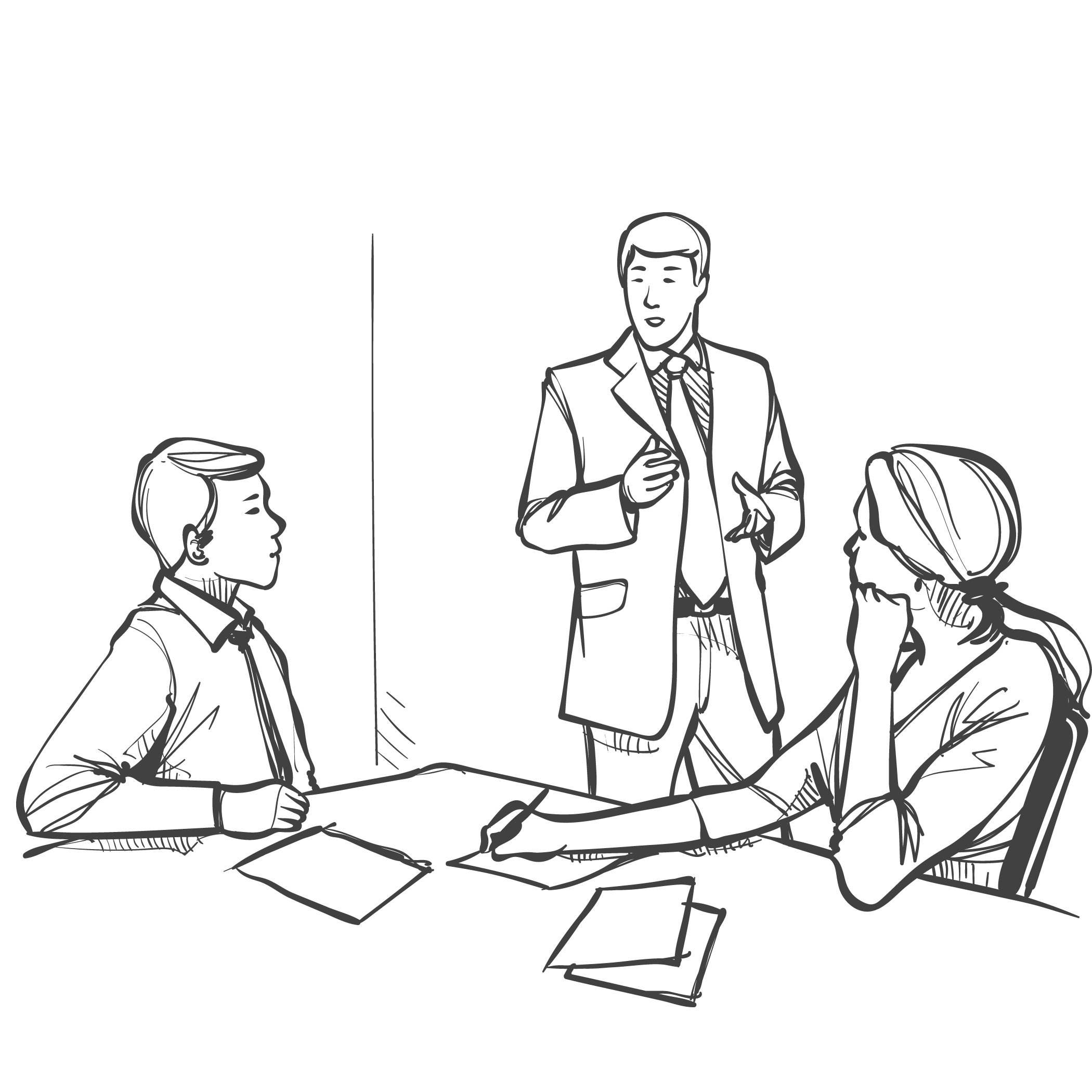 2100x2100 Meeting Business Drawing Illustration