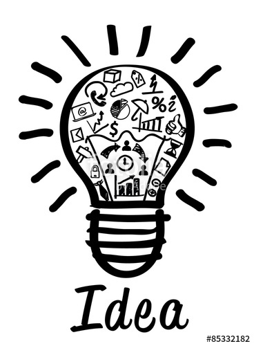 368x500 New Idea Concept. Drawing Of A Bulb And Business Icons Inside It