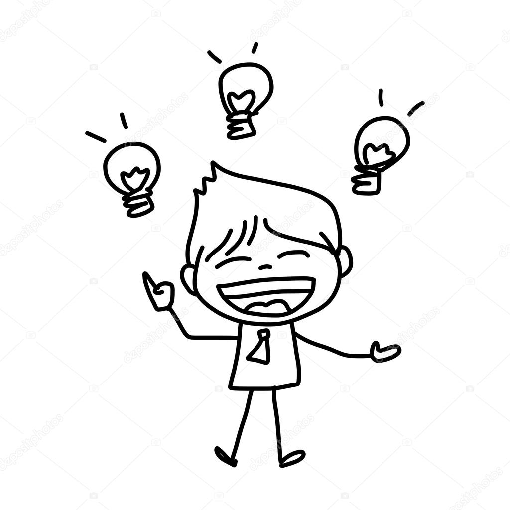 1024x1024 Hand Drawing Cartoon Character Business Person Stock Vector