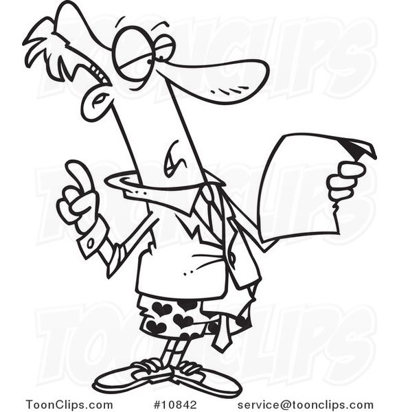 581x600 Cartoon Blacknd White Line Drawing Of Business Man Giving