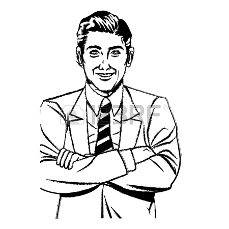 450x450 Drawing Pop Art Man Business Crossed Arms Vector Illustration