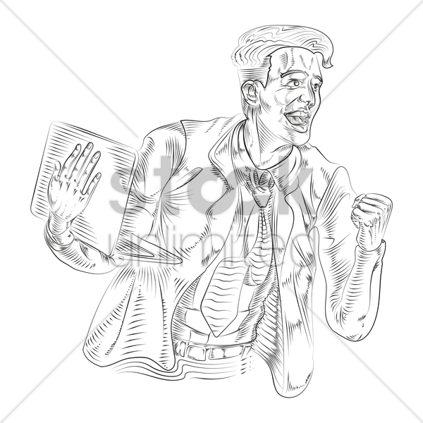 600x600 Drawing Of A Successful Businessman Vector Image