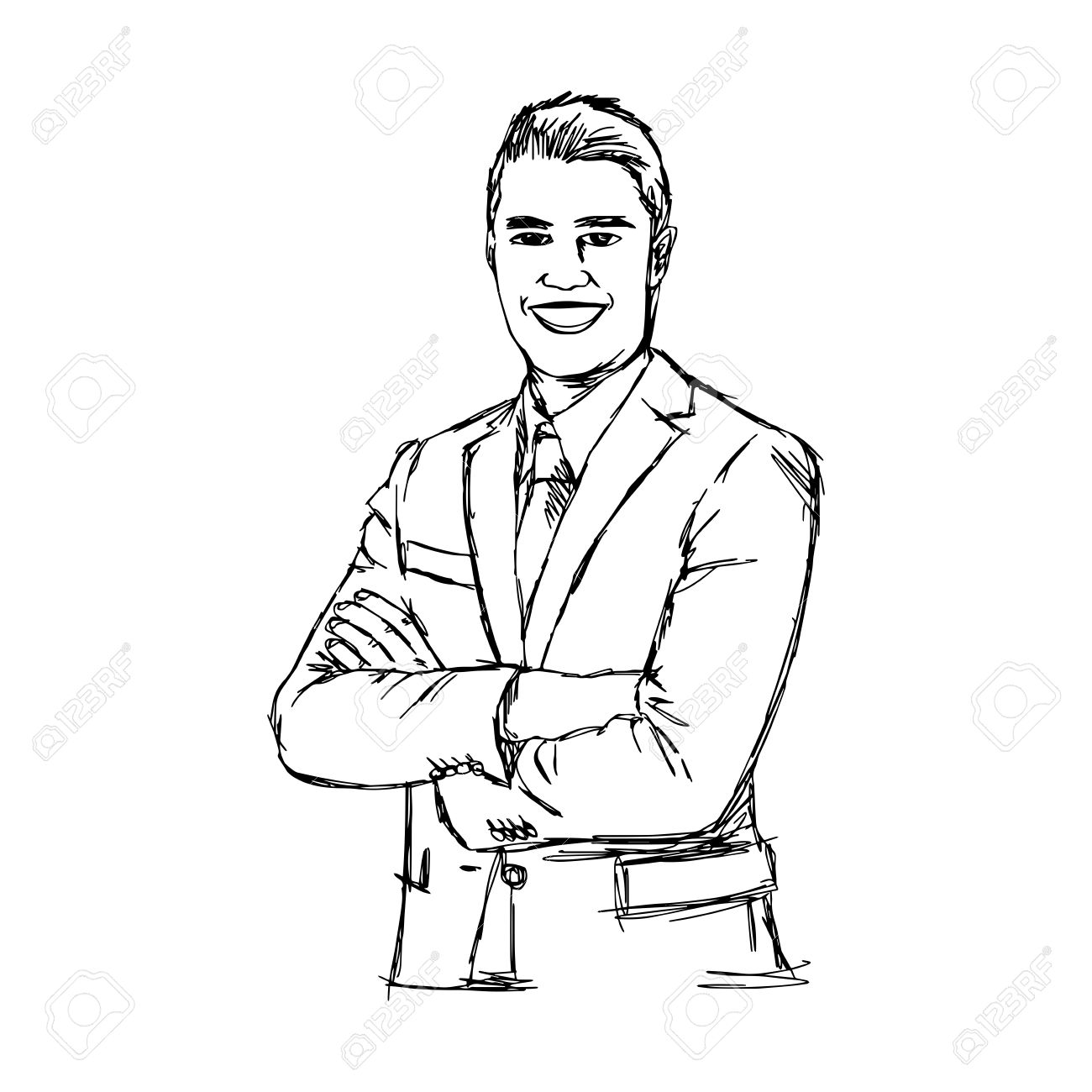 1300x1300 Illustration Doodle Hand Drawn Of Sketch Smiling Businessman