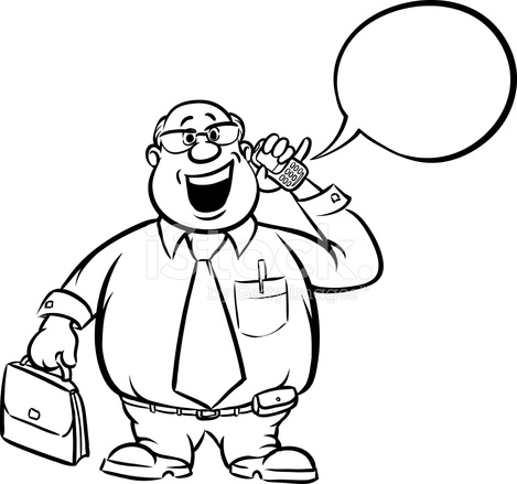 469x439 Whiteboard Drawing Cartoon Fat Businessman With Cell Phone Stock