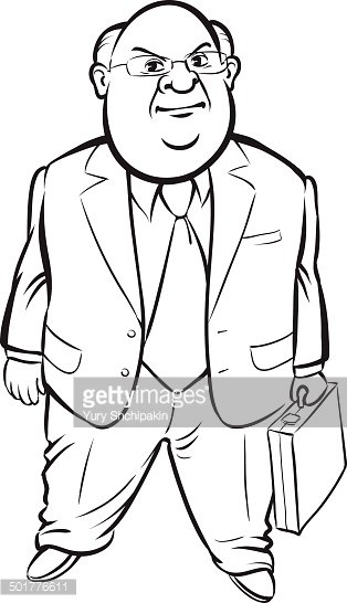 314x546 Whiteboard Drawing Cartoon Standing Fat Businessman Premium