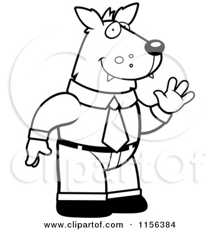 450x470 Cartoon Clipart Of A Black And White Business Wolf Man In A Suit