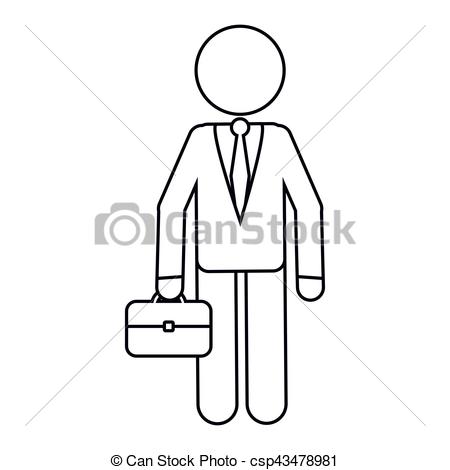 450x470 Character Business Man With Suit Portfolio Outline Vector