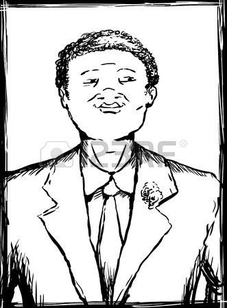 331x450 Outline Illustration Portrait Of Smiling Young African American