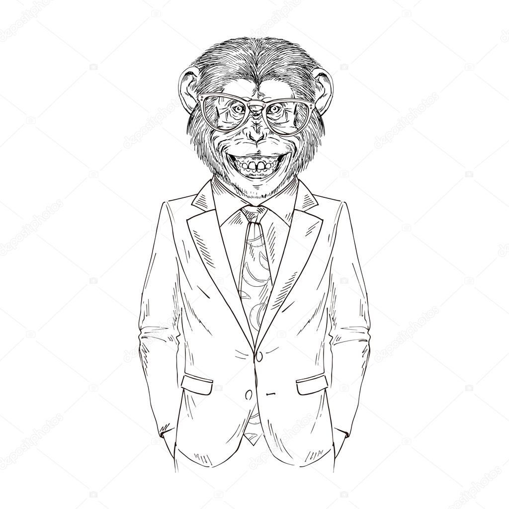 1024x1024 Chimpanzee Dressed Up In Business Suit Stock Vector Olga