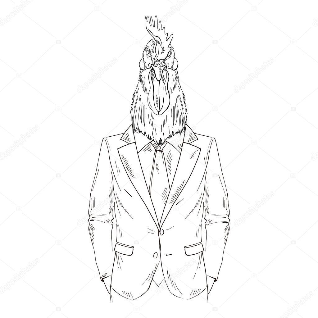 1024x1024 Rooster Dressed Up In Business Suit Stock Vector Olga.angelloz