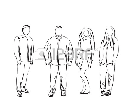 450x364 Business Man In The Suit. Hand Drawn Sketch. Royalty Free Cliparts