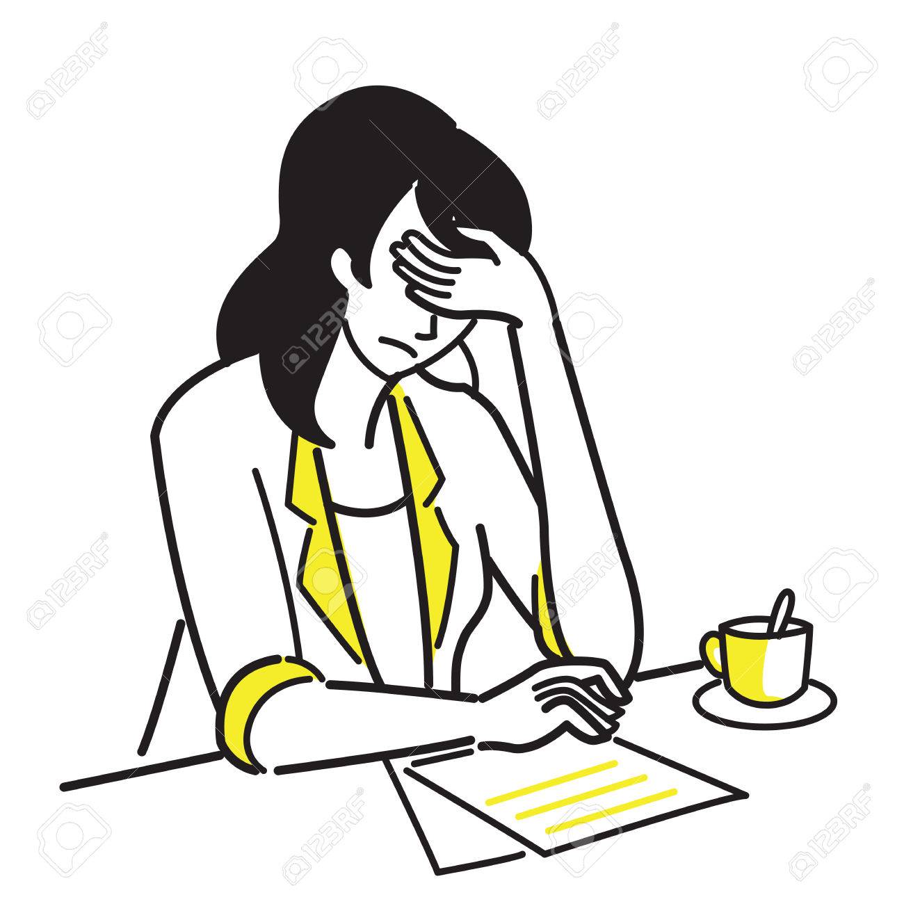 1300x1300 Character Of Businesswoman, Office Worker, Cover Her Face