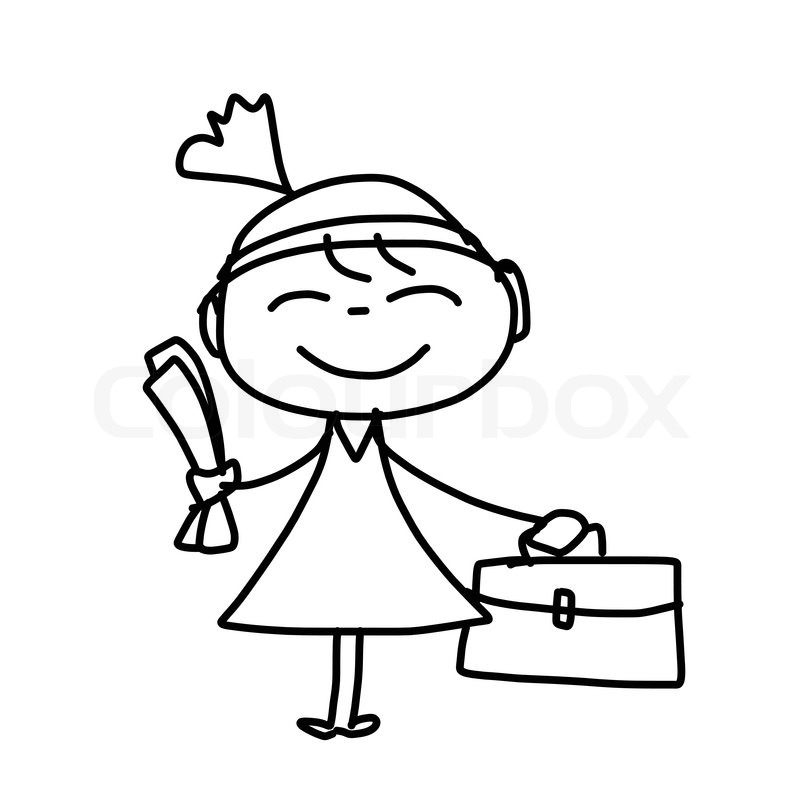 800x800 Hand Drawing Cartoon Character Happy Business Woman Stock Vector