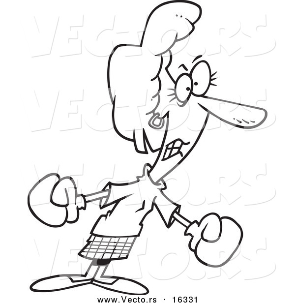 600x620 Vector Of A Cartoon Businesswoman Boxing