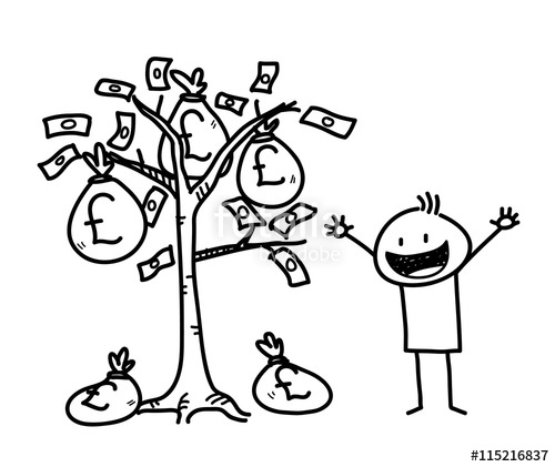 500x421 Money Tree Business Stick Figure Doodle (Pound Sterling), A Hand
