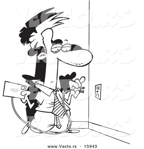 600x620 Vector Of A Cartoon Businessman Plugging A Letter Into