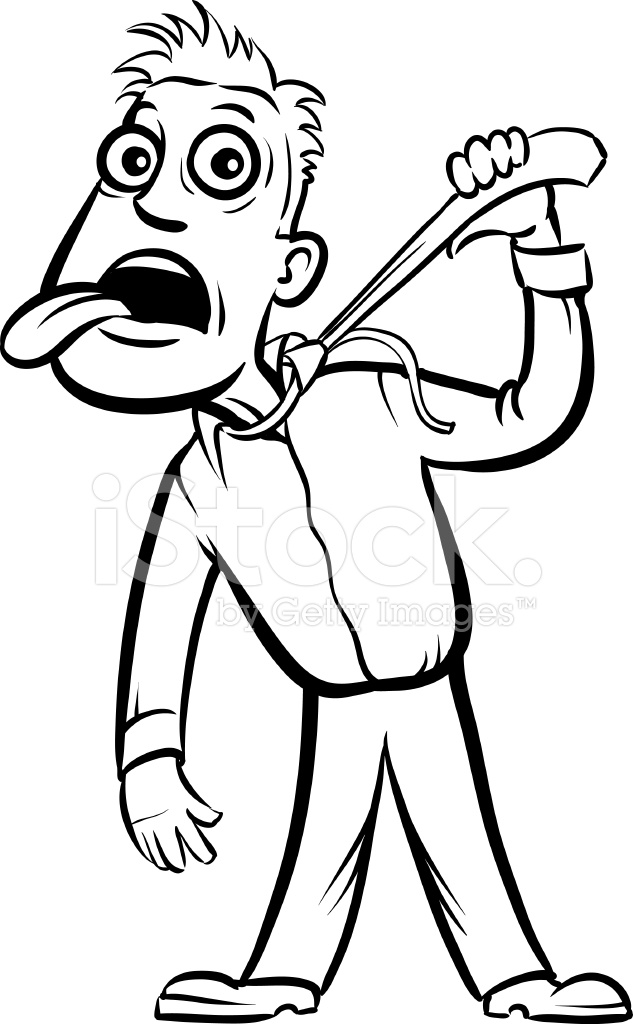 633x1024 Whiteboard Drawing Businessman Hanging Himself By Tie Stock Vector