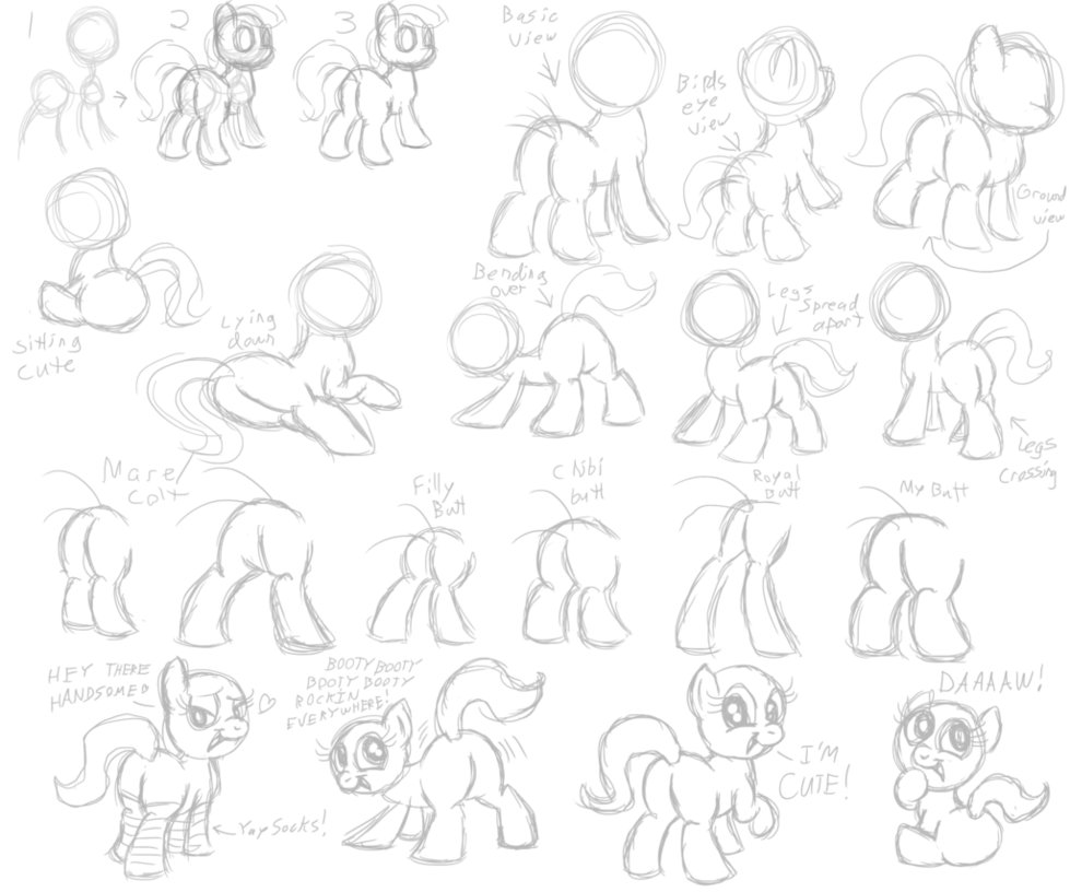 979x816 Pony Butt Reference Sketches By Aleximusprime