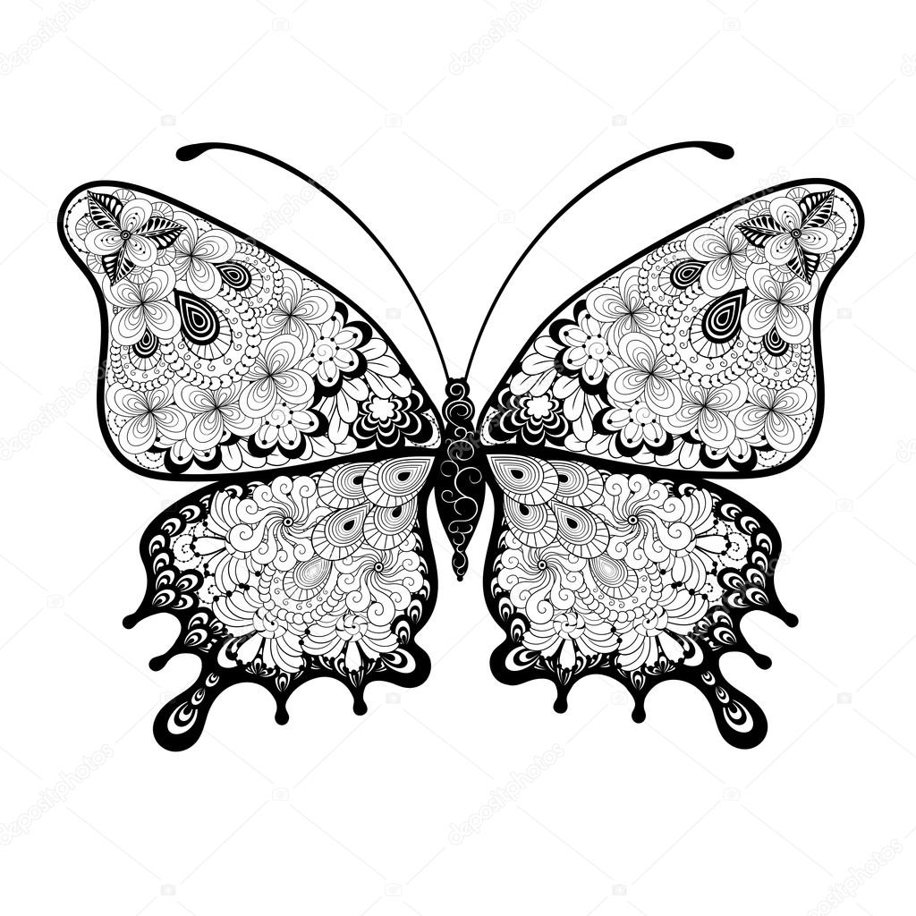 1024x1024 Butterfly Doodle Illustration Stock Vector Vasylieva Yuliya