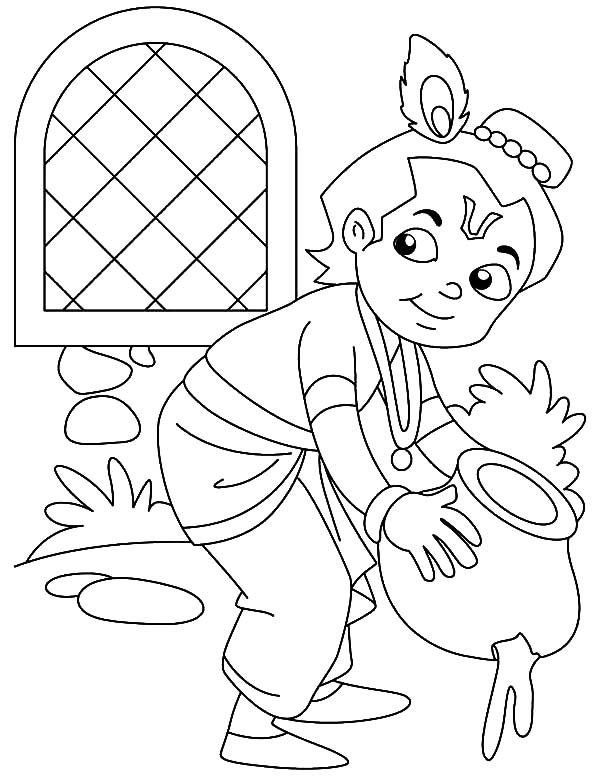 600x776 Krishna Stealing Butter Coloring Pages