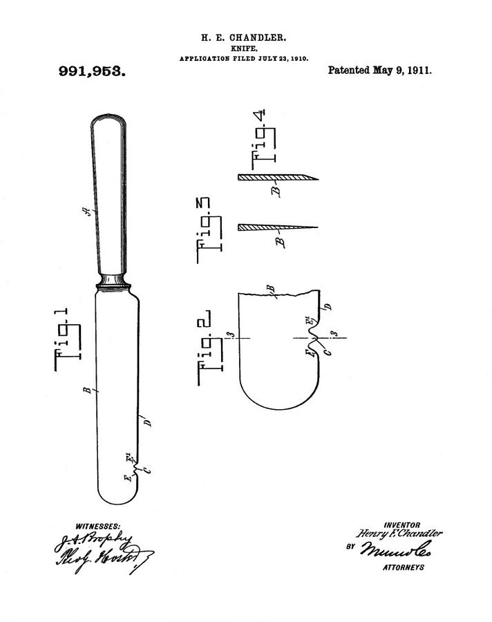 712x900 Vintage Butter Knife Patent 1911 Photograph By Bill Cannon