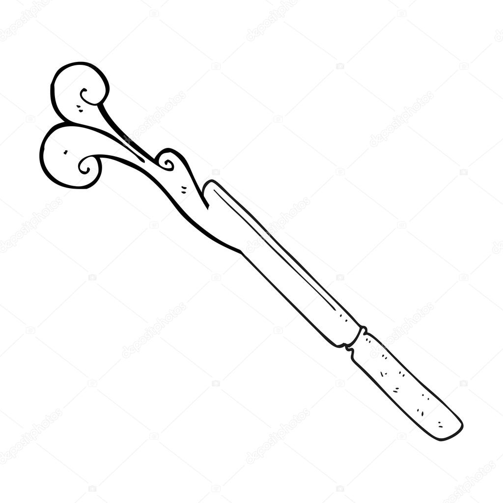 1024x1024 Black And White Cartoon Butter Knife Stock Vector