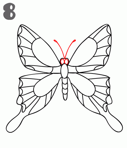 417x485 How To Draw A Butterfly