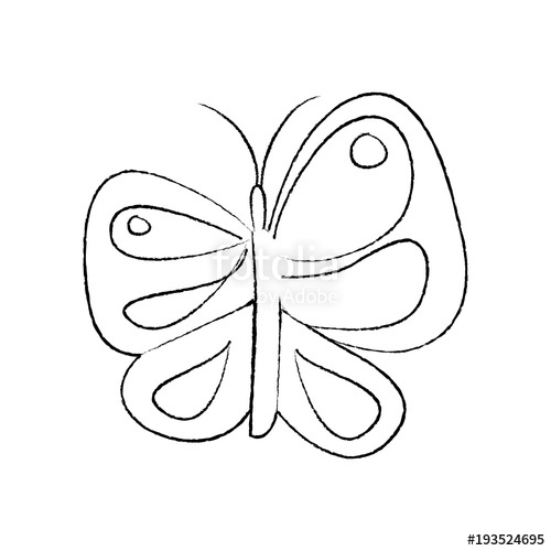 500x500 Cute Butterfly Flying Insect Nature Vector Illustration Sketch