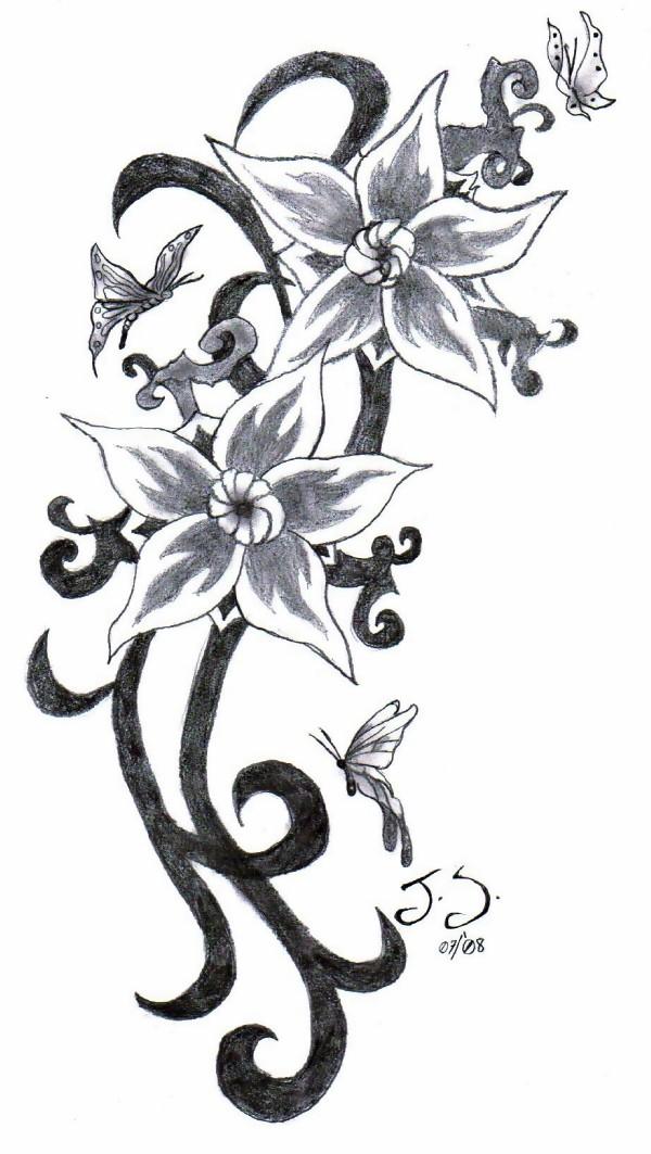 600x1063 Flower, Butterfly Tribal By Jdschaep