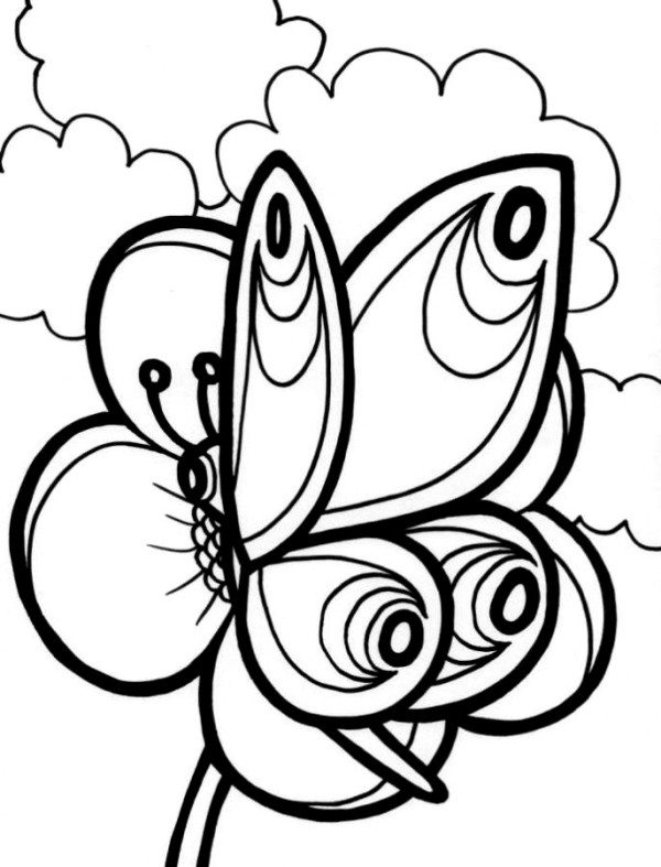 600x787 Big Beautifull Butterfly Flower Coloring Page