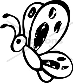 281x320 Butterfly Cartoon In Hand Drawn Style